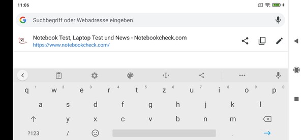 Keyboard in landscape mode