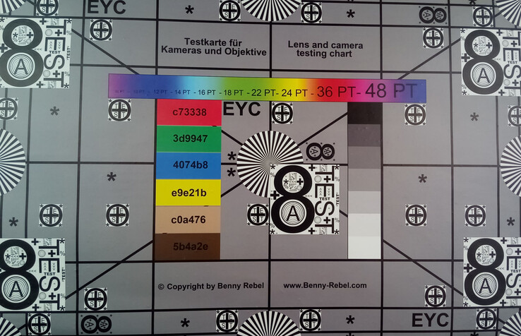 A photo of our test chart