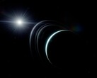 An artist's illustration showing Uranus and some rings.
