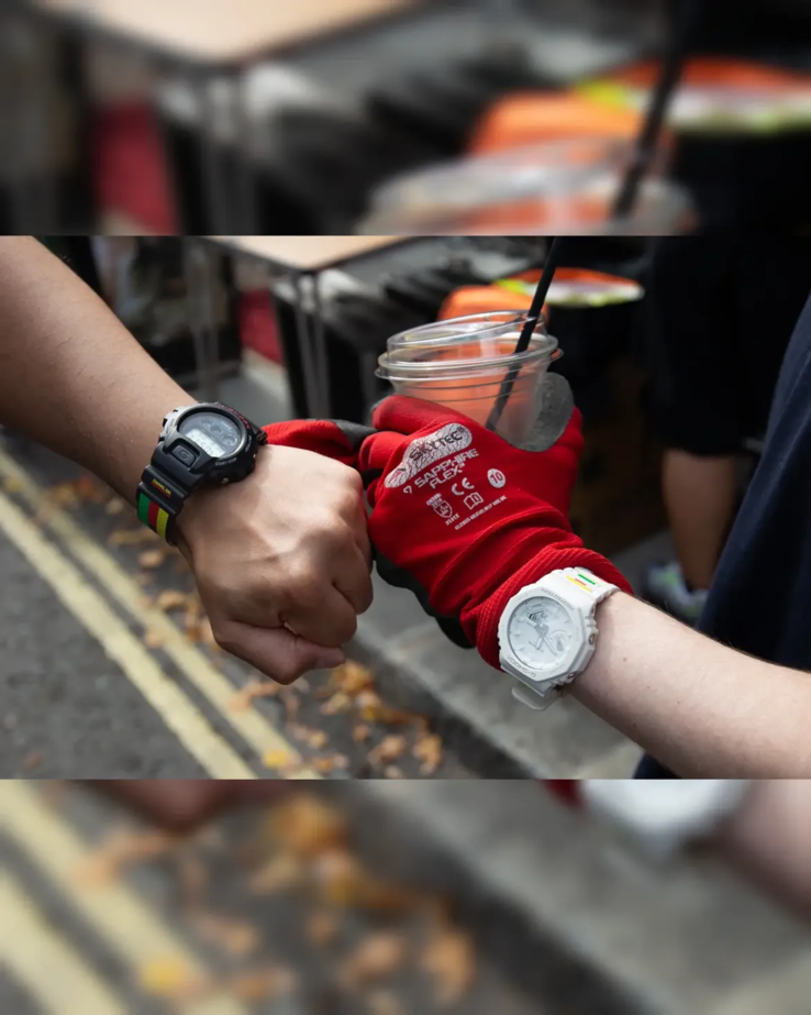 The older collab between Casio and Channel One, alongside the supposed new one (in white).
