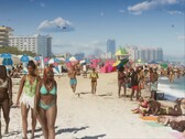 GTA 6 trailer 1 showing large number of NPCs at the beach.
