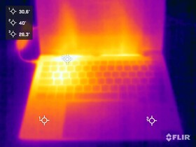 Surface temperatures during the stress test (top side)
