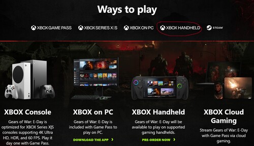 Xbox Handheld logo seen on Gears of War: E-Day site