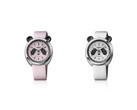 Black subdials form the panda’s eye patches, and the chronograph pushers sit at the top of the case as its ears.