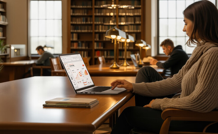 A lifestyle render of the laptop