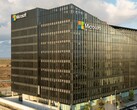 Aerial view of a Microsoft office building.