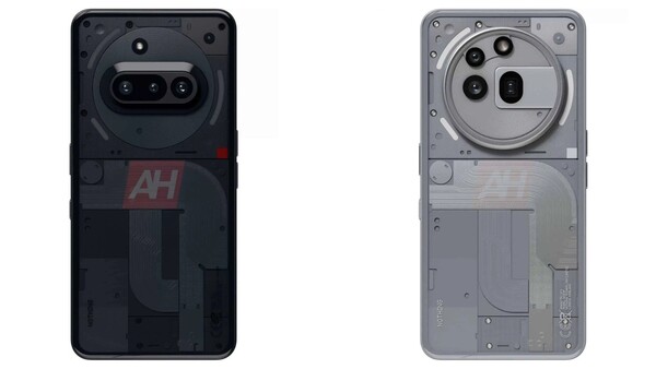 The rear design and telephoto camera are two of the main differences between the Nothing Phone (3a) (left) and Phone (3a) Pro (right). (Image source: Android Headlines)