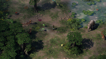 The game also features fantasy creatures such as shark people, water elementals and the giant snakes shown in this screenshot.