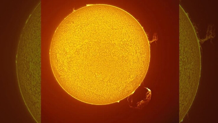 A prominence and a coronal mass ejection captured on the surface of the Sun. (Image source: Maximilian Teodorescu)