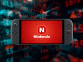Nintendo Switch 2 seen in front of stock ticker