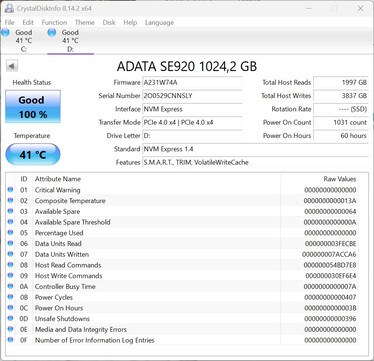 ADATA SE920 works with PCIe 4.0 x4