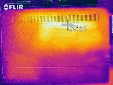 Heat map of the bottom of the device at idle