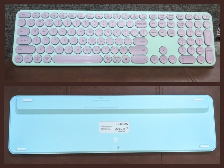 A look at the front and back of the simple Seenda Creative WGJP-073-3-SD wireless keyboard. (Image source: Megan Miranda Reyes)