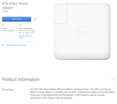 Individual chargers for Apple's new Macbook Pro notebooks don't include the cable required to charge the device. (Source: Apple)