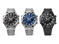 From left to right: the Casio Edifice ECB-2300D-1A, ECB-2300D-2A and ECB-2300DC-1A. (Image source: Casio)