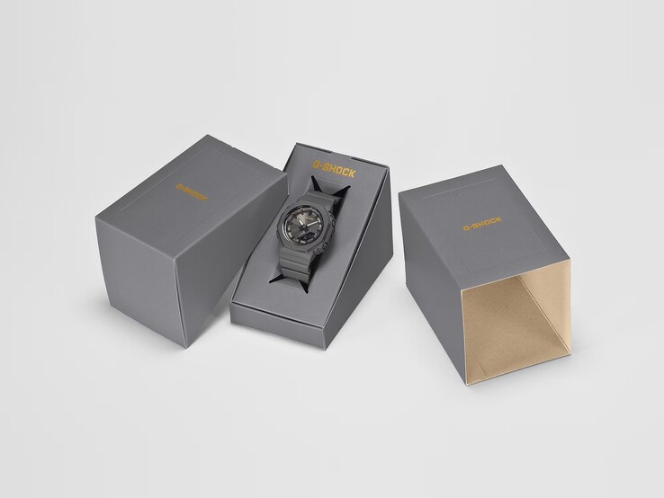 The Casio G-Shock GMA-P2116W-8A watch has a dark grey body