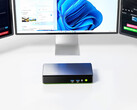 The NucBox K13 starts at $669.99. Pictured: a promo picture showing the triple-display output support of the mini PC.
