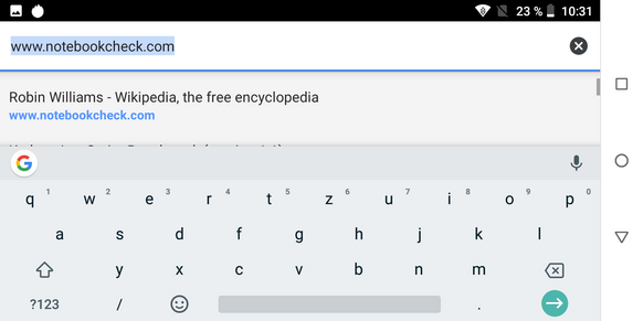 Using the preinstalled keyboard in landscape mode