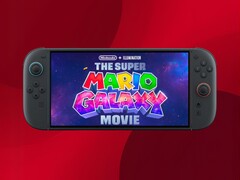 The Super Mario Galaxy Movie playing on Switch 2 console (Image source: Illumination, Nintendo of America with edits)