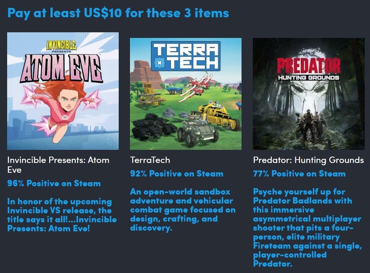 The first tier contains these 3 games (Image source: Humble Bundle)