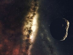 An artist&#039;s illustration showing an asteroid and the Milky Way. (Image source: CharlVera - Pixabay)