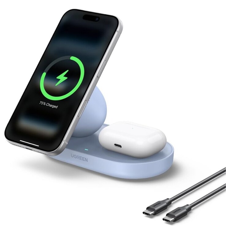 The Ugreen 15W 2-in-1 Magnetic Wireless Charger. (Image source: Ugreen)