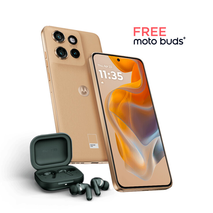 Motorola will bundle a complimentary pair of Moto Buds+ earbuds with initial orders. (Image source: Motorola)