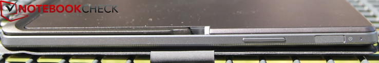 Left: Volume controls & power button with fingerprint scanner