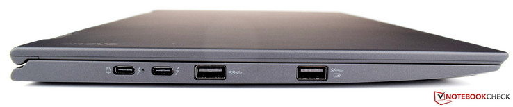 Left side: 2x USB 3.1 Type-C Gen2 (Thunderbolt), 2x USB 3.0 (1x always on)