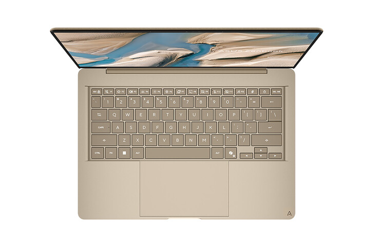 The Zenbook A14 (UX3480QA) comes in Arctic Blue, Komodo Coral and Zabriskie Beige colours, latter pictured.