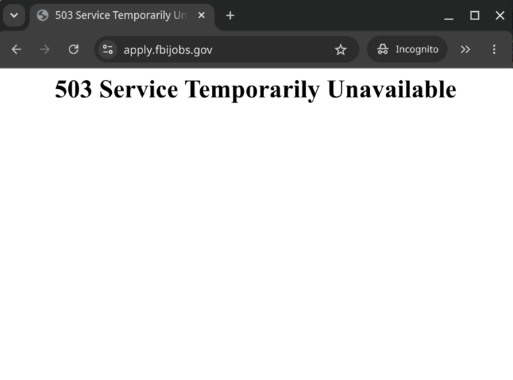 FBI page 503 error