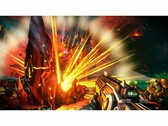 A screenshot from the video game Deep Rock Galactic that shows off FPS gameplay. (Image Source: Steam)