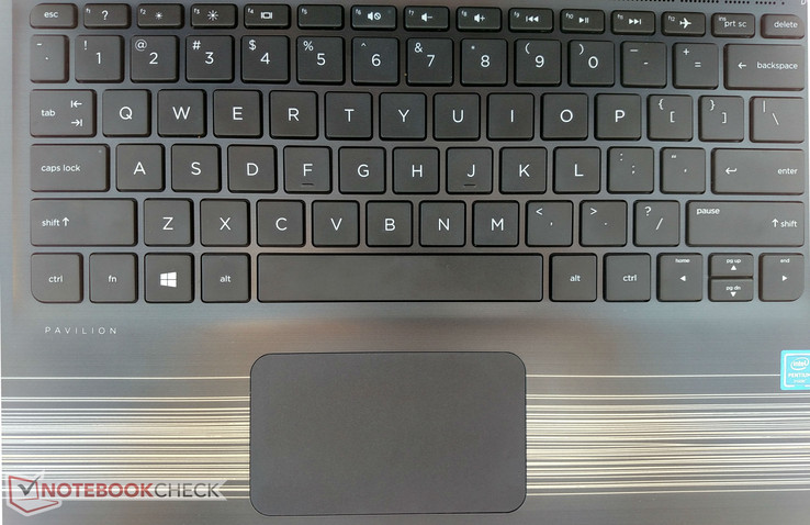 The keyboard deck and touchpad.