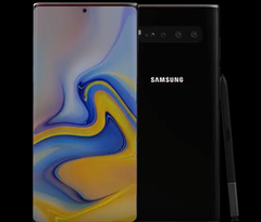 The concept Samsung Galaxy Note 10 phablet&#039;s selfie-camera hole sticks out like a sore thumb. (Source: Concept Creator)