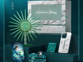 The co-branded box holds five collectibles, led by a rotating metal stand that grips the phone magnetically.