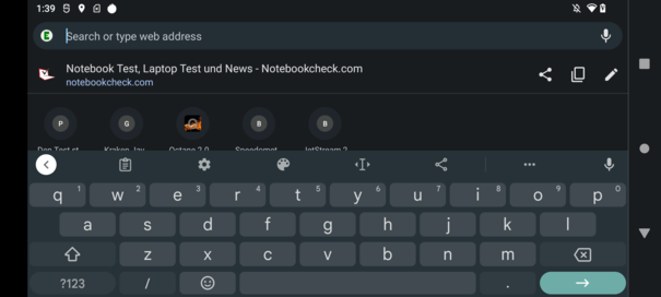 Keyboard in landscape mode