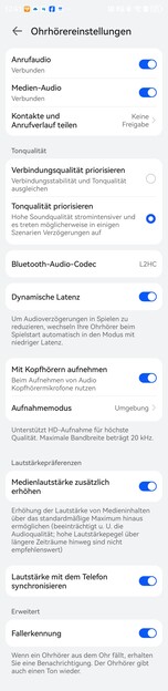 Earbud settings: Open Android with EMUI 14