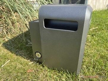 Side view with one recessed grip on each side.