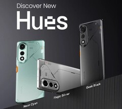 The Tecno Pova Curve 5G comes in magic silver, neon cyan, and geek black colorways (Image source: Tecno)