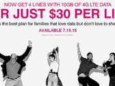 New family plan with 4G LTE from T-Mobile, special offer by Labor Day