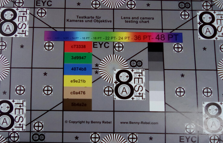 Photo of our test chart