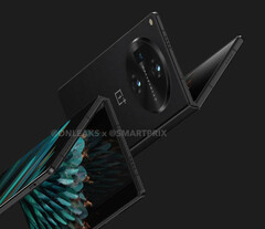 The OnePlus Fold will the company&#039;s trademark alert slider. (Image source: @OnLeaks &amp; SmartPrix)
