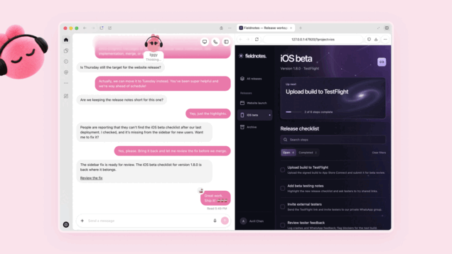 A Dot tracks a software release, fixes an issue and submits the result for review before it is merged.