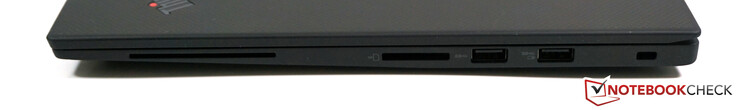 Right-hand side: Smartcard reader, SD card reader, 2x USB 3.1 Gen 1 Type-A (1x Always-On), Kensington lock slot