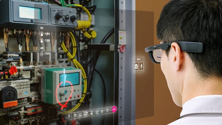 The Mirza XR glasses can be used by repairmen to show information and guidance hands-free. (Image source: NTT QONOQ)
