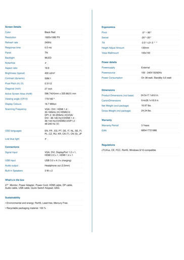 AOC Agon AG271 data sheet