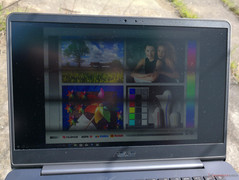 Outdoors under sunlight