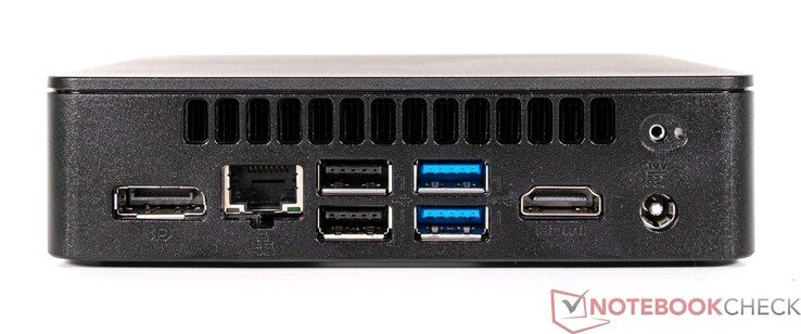 Back: DisplayPort, GBit LAN, 2x USB 2.0, 2x USB 3.2, HDMI, power supply