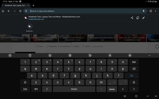 Keyboard landscape orientation