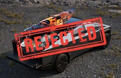 Cybertruck gets rejected for coverage(Image Source: Tesla with edits)